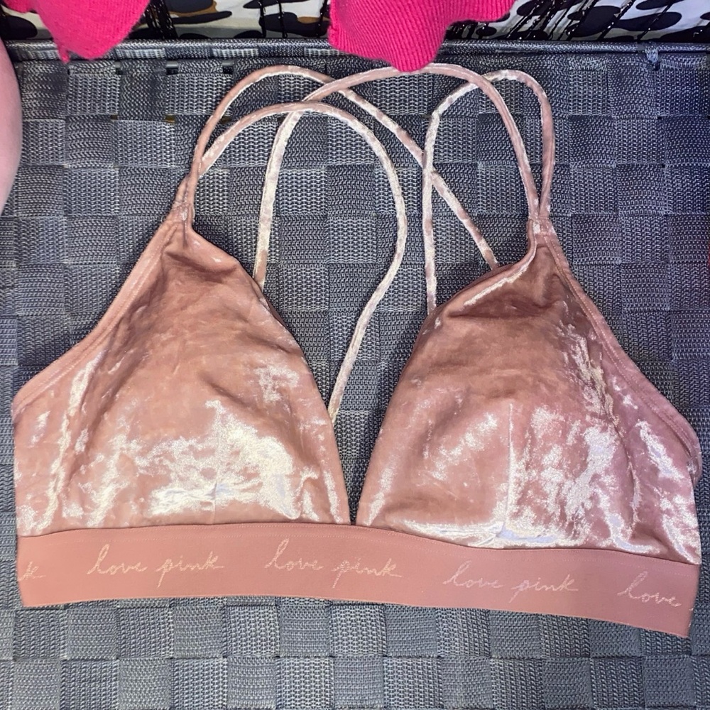 VICTORIA SECRET PINK VELVET TRIANGLE BRALETTE